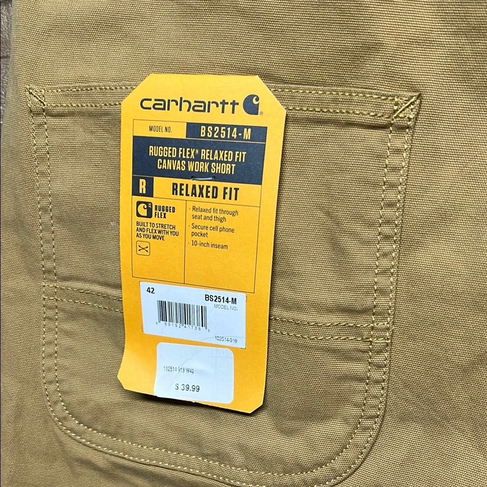 NWT Carhartt Relaxed Fit Khaki Flat Front Shorts 10